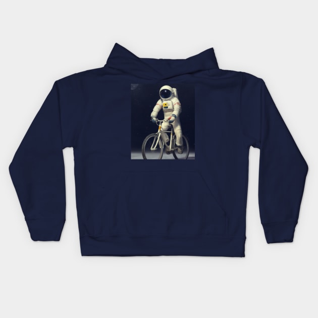 Astronaut With Bicycle Kids Hoodie by KoumlisArt